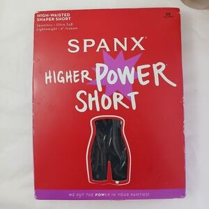 SPANX Higher Power Shaper Short Black High Waisted Seamless 6" Inseam Soft NWT